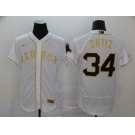 Nike Men's Boston Red Sox #34 David Ortiz White Gold Home Flex Base Authentic Collection Baseball Jersey