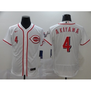 Men Cincinnati Reds #4 AKIYAMA Nike White Authentic 2020 Alternate Jersey