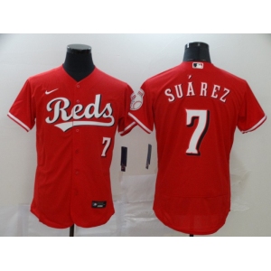 Men Cincinnati Reds #7 Eugenio Suarez Nike Red Authentic 2020 Alternate Jersey