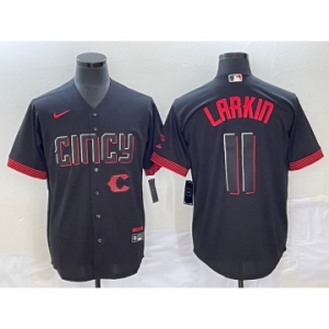 Men's Cincinnati Reds #11 Barry Larkin Black 2023 City Connect Cool Base Stitched Jersey