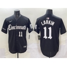 Men's Cincinnati Reds #11 Barry Larkin Black 'Gothic Queen City Edition' Vapor Premier Limited Stitched Baseball Jersey