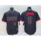 Men's Cincinnati Reds #11 Barry Larkin Number Black 2023 City Connect Cool Base Stitched Jersey1