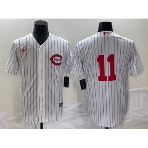 Men's Cincinnati Reds #11 Barry Larkin White Field of Dreams Stitched Baseball Jersey