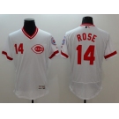 Men's Cincinnati Reds #14 Pete Rose White Flexbase Authentic Collection Cooperstown Baseball Jersey