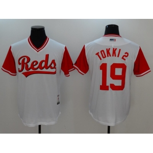 Men's Cincinnati Reds #19 Joey Votto Tokki 2 Authentic White 2017 Players Weekend Baseball Jersey