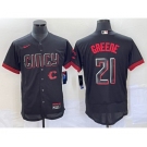 Men's Cincinnati Reds #21 Hunter Greene Black 2023 City Connect Flex Base Stitched Jersey