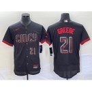 Men's Cincinnati Reds #21 Hunter Greene Number Black 2023 City Connect Flex Base Stitched Jersey 2