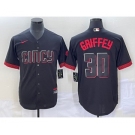 Men's Cincinnati Reds #30 Ken Griffey Jr Black 2023 City Connect Cool Base Stitched Jersey1