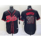 Men's Cincinnati Reds #30 Ken Griffey Jr Black 2023 City Connect Cool Base Stitched Jersey