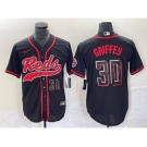 Men's Cincinnati Reds #30 Ken Griffey Jr Number Black 2023 City Connect Cool Base Stitched Jersey