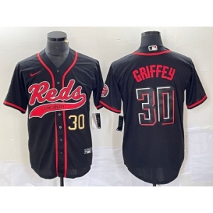 Men's Cincinnati Reds #30 Ken Griffey Jr Number Black 2023 City Connect Cool Base Stitched Jerseys