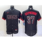 Men's Cincinnati Reds #37 Tyler Stephenson Black 2023 City Connect Flex Base Stitched Jersey 1