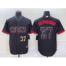 Men's Cincinnati Reds #37 Tyler Stephenson Number Black 2023 City Connect Cool Base Stitched Jersey