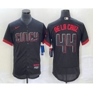 Men's Cincinnati Reds #44 Elly De La Cruz Black 2023 City Connect Flex Base Stitched Baseball Jersey