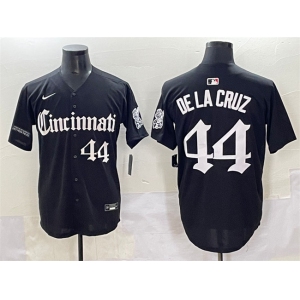 Men's Cincinnati Reds #44 Elly De La Cruz Black 'Gothic Queen City Edition' Vapor Premier Limited Stitched Baseball Jersey