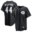 Men's Cincinnati Reds #44 Elly De La Cruz Black Lights Out Limited Stitched Baseball Jersey