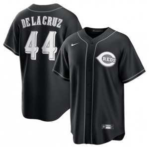 Men's Cincinnati Reds #44 Elly De La Cruz Black Lights Out Limited Stitched Baseball Jersey