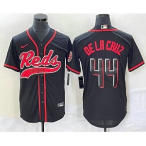 Men's Cincinnati Reds #44 Elly De La Cruz Black With Patch Cool Base Stitched Baseball Jersey