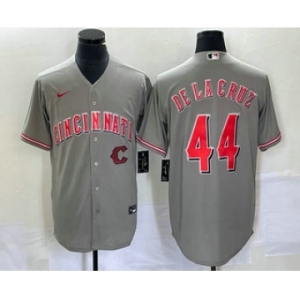 Men's Cincinnati Reds #44 Elly De La Cruz Grey Cool Base Stitched Baseball Jersey1