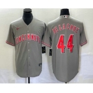 Men's Cincinnati Reds #44 Elly De La Cruz Grey Cool Base Stitched Baseball Jersey