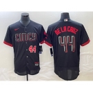 Men's Cincinnati Reds #44 Elly De La Cruz Number Black 2023 City Connect Cool Base Stitched Jersey 1