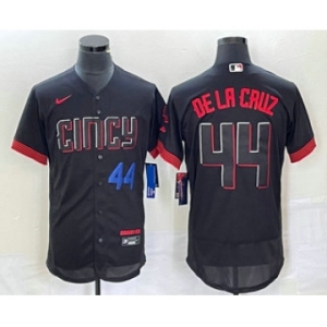 Men's Cincinnati Reds #44 Elly De La Cruz Number Black 2023 City Connect Flex Base Stitched Baseball Jersey1