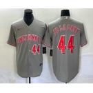 Men's Cincinnati Reds #44 Elly De La Cruz Number Grey Cool Base Stitched Baseball Jersey