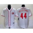 Men's Cincinnati Reds #44 Elly De La Cruz Number White Cool Base Stitched Baseball Jersey 1