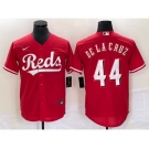 Men's Cincinnati Reds #44 Elly De La Cruz Red Cool Base Stitched Baseball Jersey 1