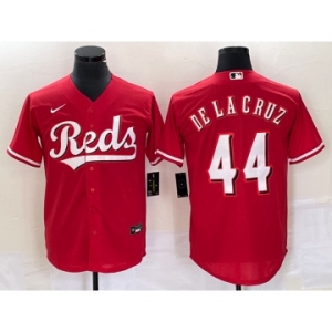 Men's Cincinnati Reds #44 Elly De La Cruz Red Cool Base Stitched Baseball Jersey 1