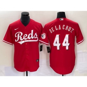 Men's Cincinnati Reds #44 Elly De La Cruz Red With Patch Cool Base Stitched Baseball Jersey