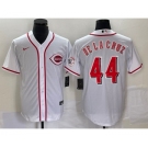 Men's Cincinnati Reds #44 Elly De La Cruz White With Patch Cool Base Stitched Baseball Jersey