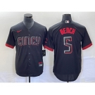 Men's Cincinnati Reds #5 Johnny Bench Black 2023 City Connect Cool Base Stitched Baseball Jersey