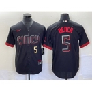 Men's Cincinnati Reds #5 Johnny Bench Number Black 2023 City Connect Cool Base Stitched Baseball Jersey