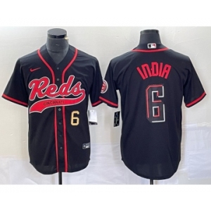 Men's Cincinnati Reds #6 Jonathan India Number Black 2023 City Connect With Patch Stitched Jersey