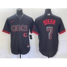 Men's Cincinnati Reds #7 Spencer Steer Black 2023 City Connect Cool Base Stitched Baseball Jersey