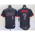 Men's Cincinnati Reds #7 Spencer Steer Number Black 2023 City Connect Flex Base Stitched Jersey1