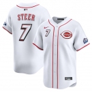 Men's Cincinnati Reds #7 Spencer Steer White 2025 Speedway Classic Home Limited Stitched Baseball Jersey