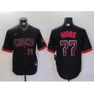 Men's Cincinnati Reds #77 Rece Hinds Number Black 2023 City Connect Cool Base Stitched Jersey