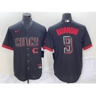 Men's Cincinnati Reds #9 Joe Burrow Black 2023 City Connect Cool Base Stitched Baseball Jersey1