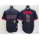 Men's Cincinnati Reds #9 Joe Burrow Number Black 2023 City Connect Cool Base Stitched Baseball Jersey1