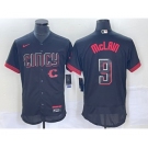 Men's Cincinnati Reds #9 Matt McLain Black 2023 City Connect Flex Base Stitched Jersey1