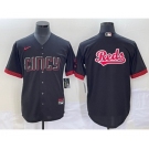 Men's Cincinnati Reds Big Logo Black 2023 City Connect Cool Base Stitched Jersey1