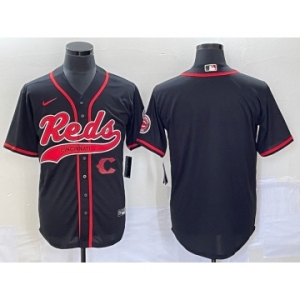 Men's Cincinnati Reds Black With Patch Cool Base Stitched Baseball Jersey 1