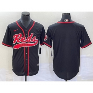 Men's Cincinnati Reds Black With Patch Cool Base Stitched Baseball Jersey
