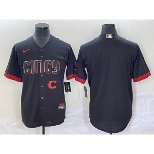 Men's Cincinnati Reds Blank Black 2023 City Connect Cool Base Stitched Jersey1