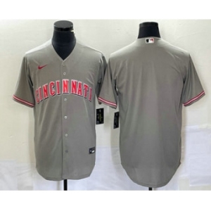 Men's Cincinnati Reds Blank Grey Cool Base Stitched Baseball Jersey