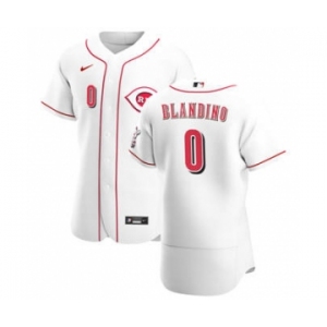 Men's Nike Cincinnati Reds #0 Alex Blandino White Home 2020 Authentic Player Baseball Jersey