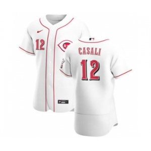 Men's Nike Cincinnati Reds #12 Curt Casali White Home 2020 Authentic Player Baseball Jersey