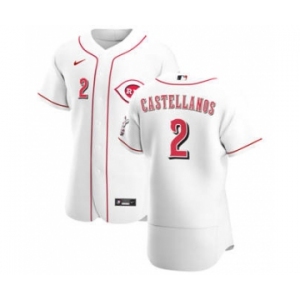 Men's Nike Cincinnati Reds #2 Nick Castellanos White Home 2020 Authentic Player Baseball Jersey